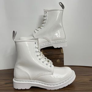 Dr. Martens 1460 Pascal Mono Boots Womens Size 7 White Combat Lace Up